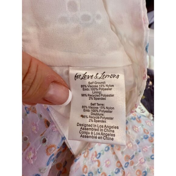 For Love And Lemons Puff Sleeve Embroidered Crop Top NWT - Size M - Picture 5 of 9